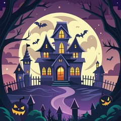 halloween background with house