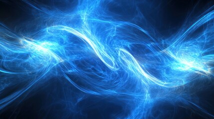 Fototapeta premium Abstract blue light waves create a dynamic, ethereal visual effect.