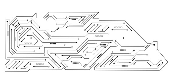 Vector Technology black circuit diagram concept. Abstract technology on white background. High-tech circuit board .