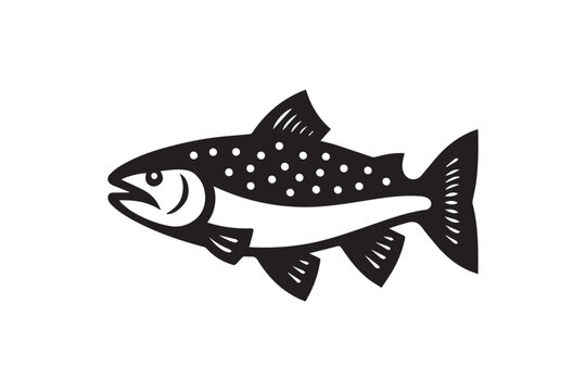 recommend clip art: salmon fish vector silhouette isolated in white background