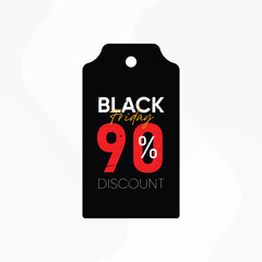 black friday offer tag vector. black friday 90% discount. black friday sale vector. black friday 90% off