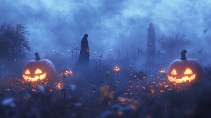 Naklejka premium halloween pumpkin lamp