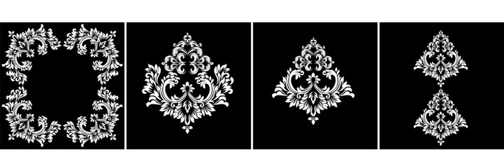 SET Damask Graphic Or
nament Floral Design