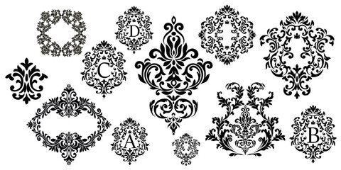 SET Damask Graphic Or
nament Floral Design