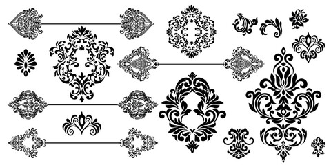 SET Damask Graphic Or
nament Floral Design