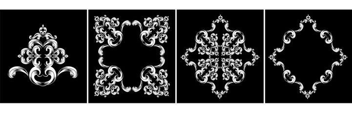 SET Damask Graphic Or
nament Floral Design