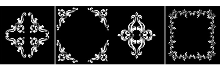 SET Damask Graphic Or
nament Floral Design