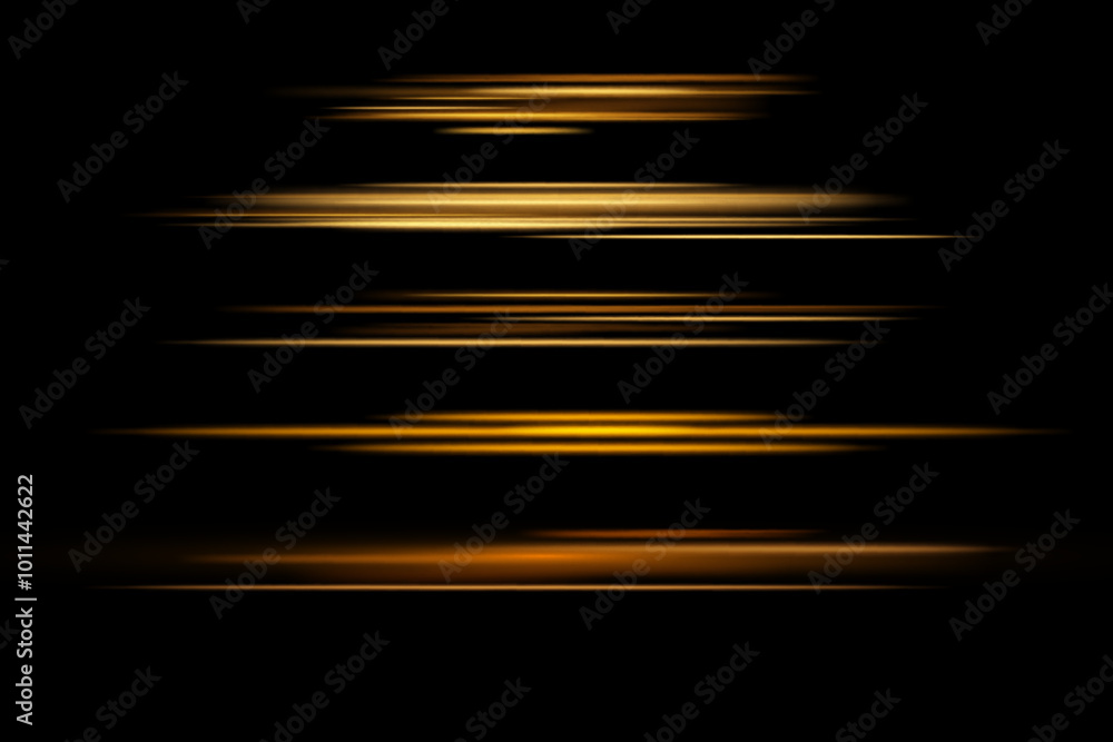 Poster horizontal dynamic light golden lines.bright rays of light. vector illustration.bright golden flashe