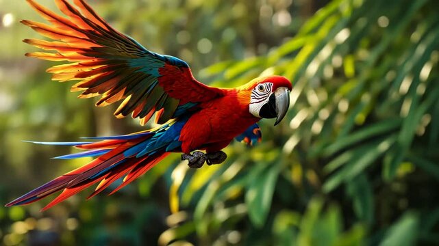 Scarlet Macaw in Flight