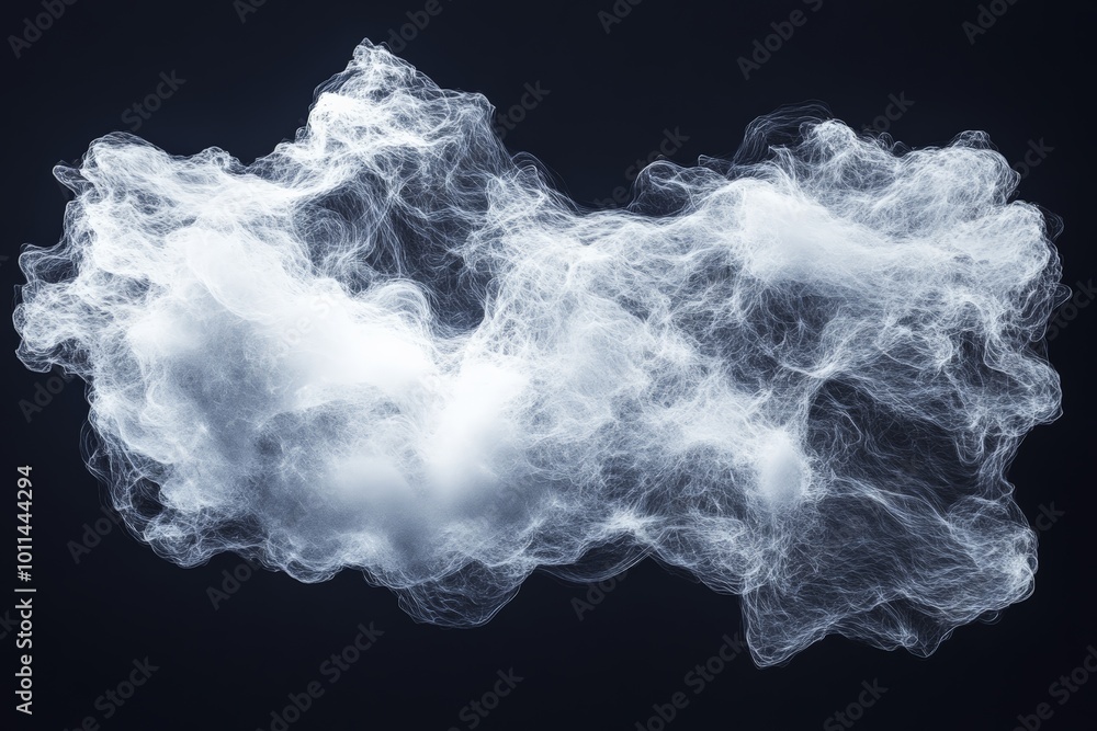 Poster a mesmerizing depiction of intricate cloud formations presented in a clean, abstract style, highligh