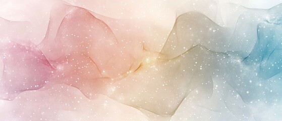 Fototapeta premium A colorful, abstract painting of a galaxy with stars and a rainbow background