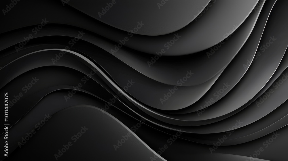Poster abstract black background with subtle wave patterns and gradients, perfect for sleek and modern visu