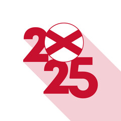 2025 banner with Northern Ireland flag inside. Vector illustration.