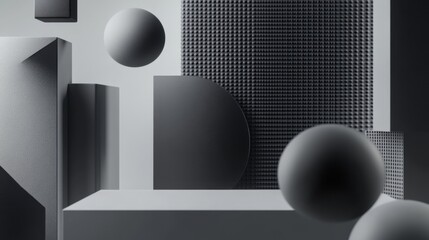 Abstract geometric shapes on a matte gray surface, ideal for modern tech product presentations.