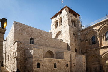 Jerusalem, Israel - October 1, 2024, Church of the Holy Sepulchre exterior.