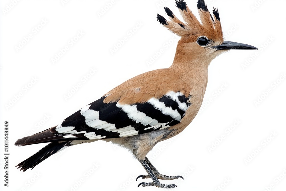 Poster hoopoe stands proudly with its stunning crest fully raised, displaying a mix of earthy tones and bol