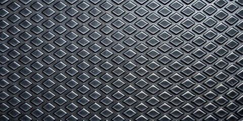 A close-up of a black, textured surface with a repeating diamond pattern, creating a visually appealing and tactile backdrop.