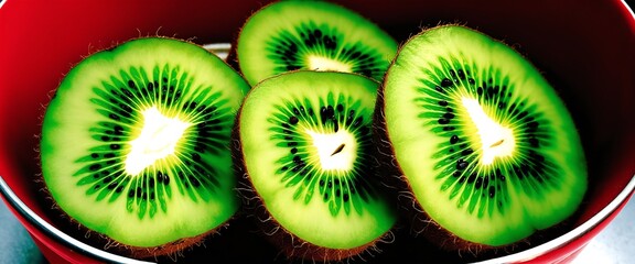 Fototapeta premium Sliced ​​kiwi in a plate