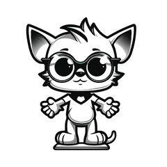 Naklejka premium Trophy Funny Logo Mascot with Thicker Outline on White Background