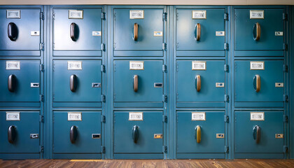 Fototapeta premium no people, photography, color image, indoors, security, locker, horizontal, lock, vertical, business, metal, privacy, protection, safety, conformity, closed, door, in a row, education, individuality, 