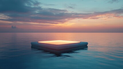 Fototapeta premium A square object is floating on the surface of the water