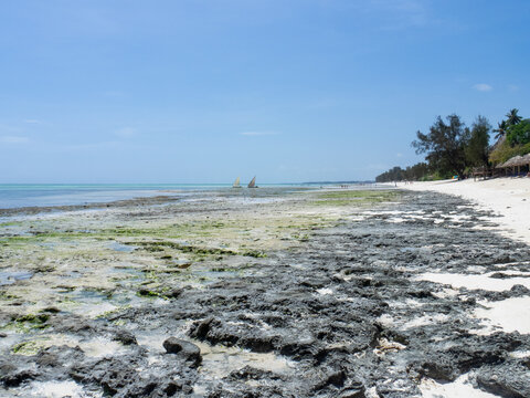 Kwale Island, Zanzibar - February 2 2021: The lagoon of Kwale island. This is a small islet in the south of Zanzibar island.
