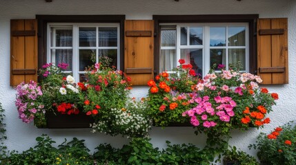 Flower boxes on a window