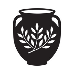 Decorative Vase Silhouette with Leaf Motif