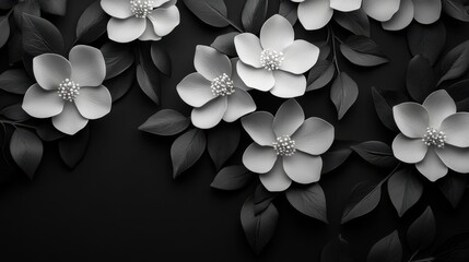 Minimalist Floral Pattern on Dark Background