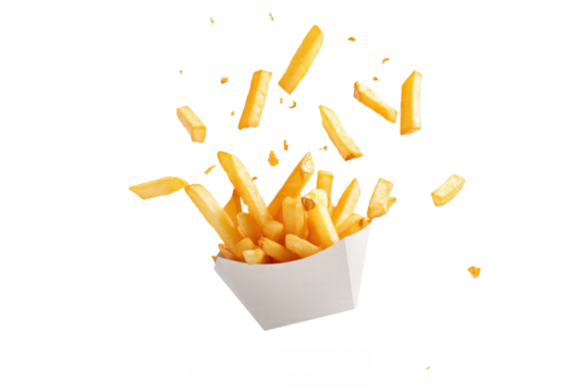 French fries with paper cups flying Transparent PNG