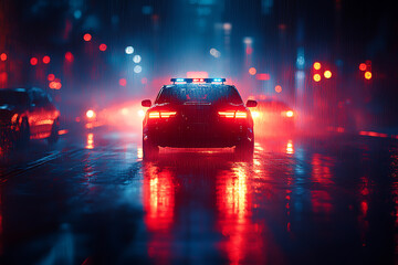  Realistic vector illustration of blue and red flashing sirens, typically seen on police or emergency vehicles, set against a dark background. Ideal for safety, emergency, and law enforcement themes.