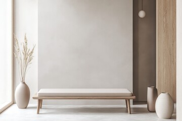 Minimalist hallway in Morandi tones, soft grey and light taupe walls