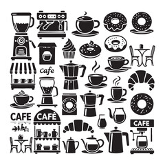 Cafe and Coffeehouse Icons Collection