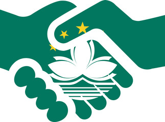 Macau Flag on Handshake icon