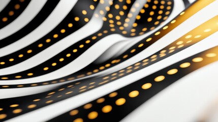 Fototapeta premium Abstract Black and White Stripes with Gold Dots