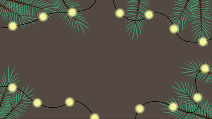 Winter New Year Garland with Fir Tree Branches. Seasonal international winter holiday design background vector art