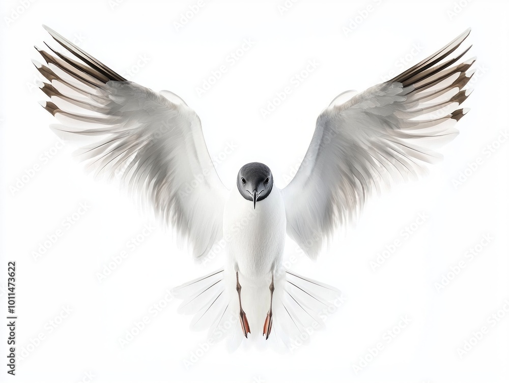 Poster stunning bird effortlessly soars, displaying its characteristic dark head and white feathers, creati