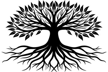 tree roots silhouette vector illustration