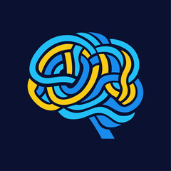 Brain as a wire chip. Mental health care. Medical vector illustration
