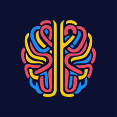 Brain as a wire chip. Mental health care. Medical vector illustration

