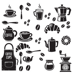 Coffee and Tea Silhouette Icons Collection