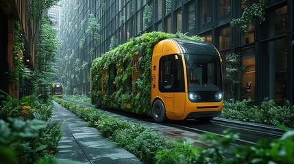Obraz premium green logistics ,sustainable transportation industry utilizing electric vehicles ,eco friendly electric vans for efficient ,environmentally conscious delivery solutions