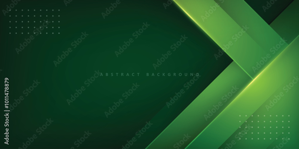 Wall mural vector green abstract background with modern gradient realistic paper cut shape and dots