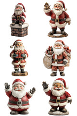 Obraz premium Set of santa claus figure isolated on transparent background, PNG