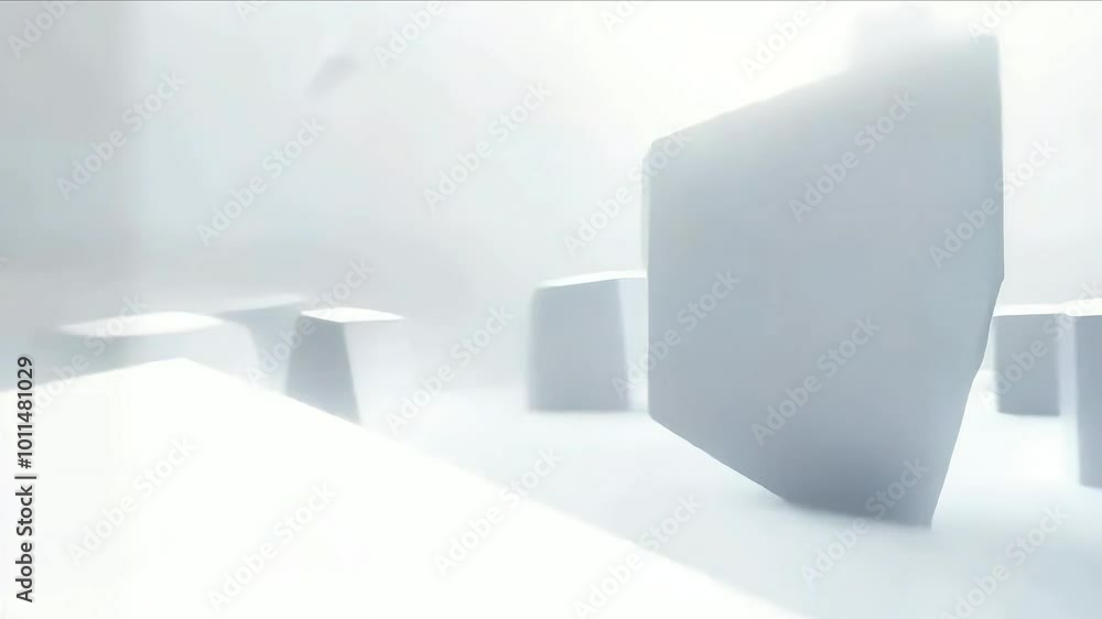 Poster dreamy geometric motion: soft shapes in a misty void. abstract and minimalistic background video.