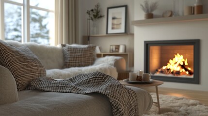 Cozy Living Room with Fireplace