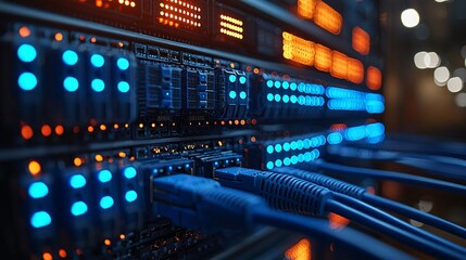 Close-Up of Ethernet Cable Connection in a Network Setup