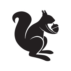 Squirrel Silhouette Holding Nut