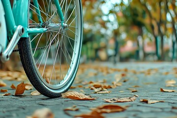 Commuter city bike, isolated close-up of bikes parked. Concept of daily commuting and urban infrastructure. A bicycle as a means of transportation in Europe.