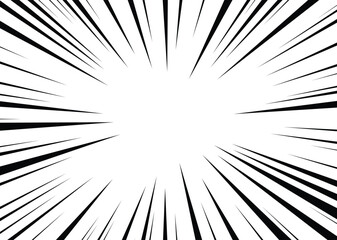 Obraz premium Sun Rays or Explosion Boom for Comic Books Radial Background Vector. Speed rays. Action, speed lines, stripes for comic book frame. Dynamic, speed stripes abstract frame. Comic book black background.